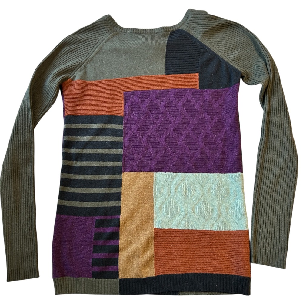 ETRO Milano Patchwork Wool Cashmere Angora Knit Sweater Italy Size‎ 42 - Picture 5 of 8